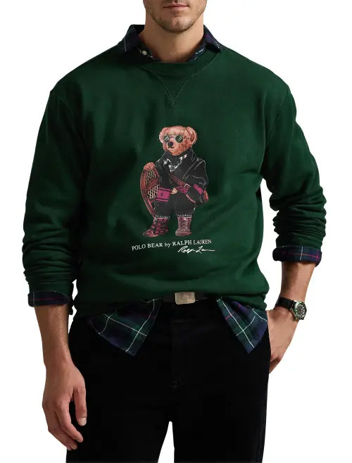 Polo Ralph Lauren Big & Tall Bear Crewneck Sweatshirt in Moss Agate Holiday at Nordstrom, Size 5X Big | Nordstrom