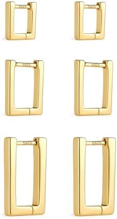 Gold Hoop Earrings Set: 3 Pairs Huggie Earrings for Women 14K Gold Plated | Amazon (US)