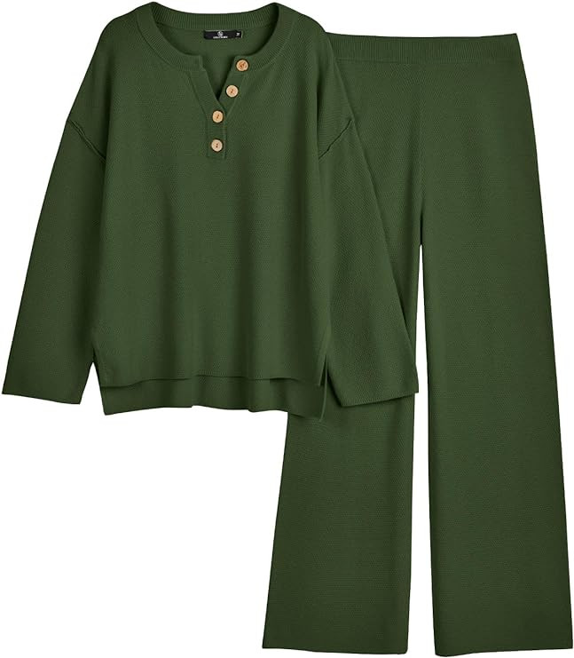 LILLUSORY Women's 2 Piece Lounge Sets Oversized Slouchy Matching Sets Cozy Knit Sets | Amazon (US)