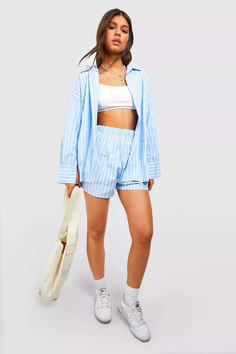 Relaxed Fit Striped Shirt & Shorts | Boohoo.com (UK & IE)
