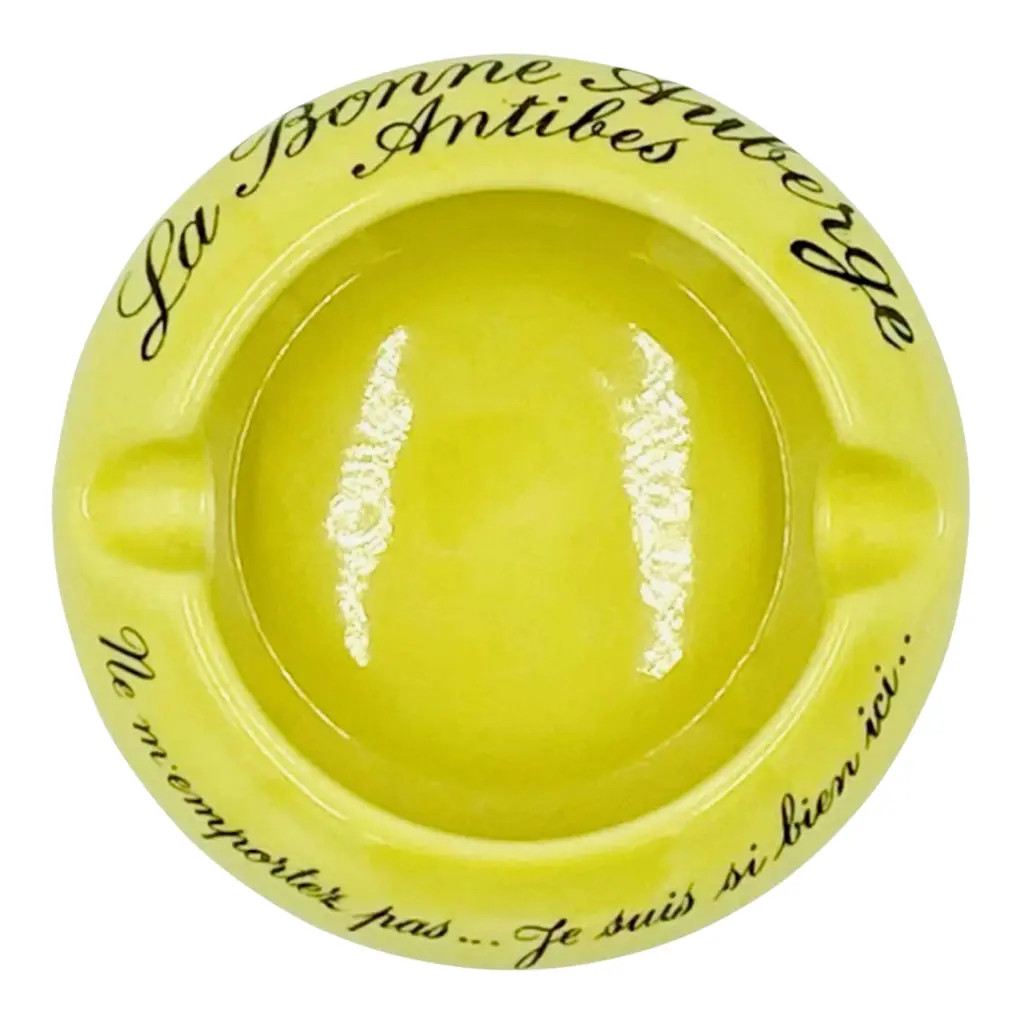 Vintage Iconic La Bonne Auberge Restaurant Ashtray Antibes France Yellow Dish | Chairish