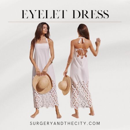 Eyelet open back halter dress 
Spring style inspo

#LTKSeasonal