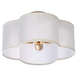 VILUXY Semi-Flush Mount Ceiling Light Fixture Cream White Fabric Drum Shade Antique Brass Brush P... | Amazon (US)