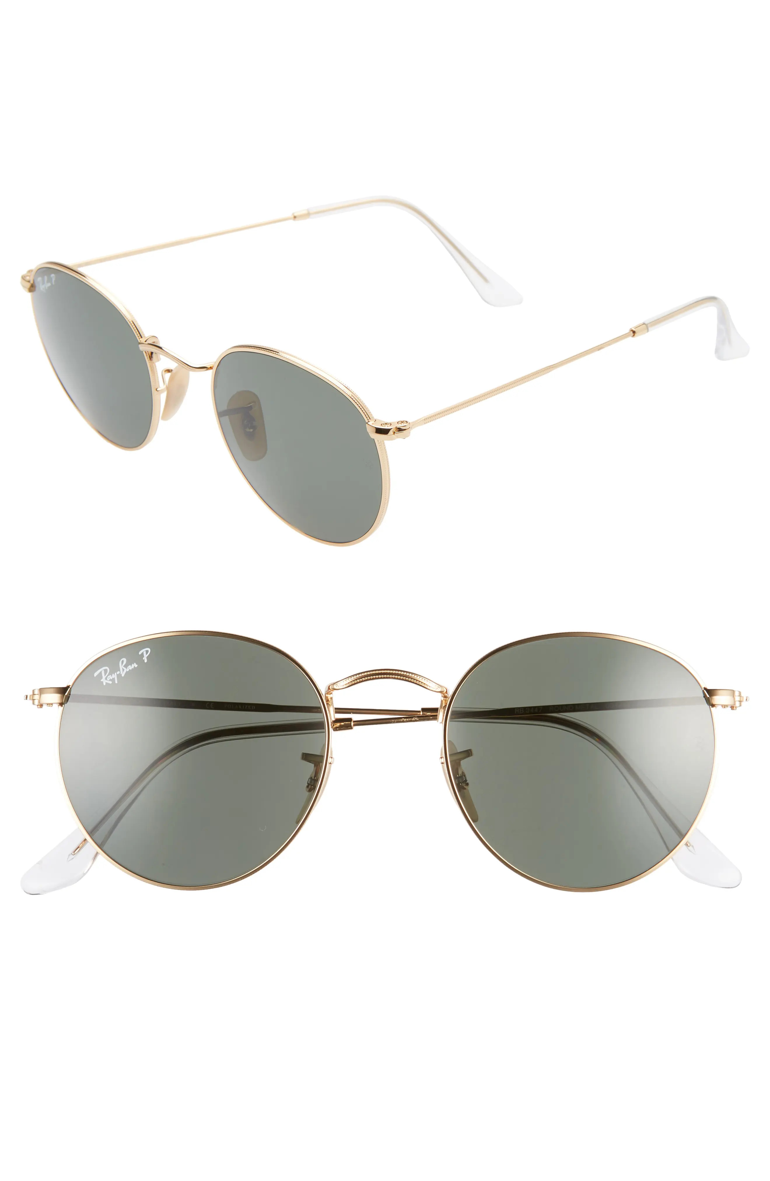 Women's Ray-Ban 50mm Retro Inspired Round Metal Sunglasses - Gold/ Polar Green | Nordstrom