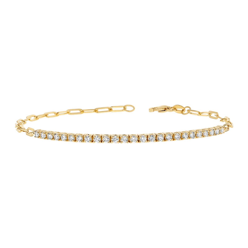 Diamond Tennis Bracelet Paperclip Link | Baby Gold