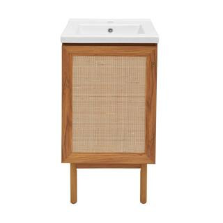 Swiss Madison Classe 17.88 in. D x 33.13 in. H Bathroom Vanity in Oak with White Ceramic Top | The Home Depot