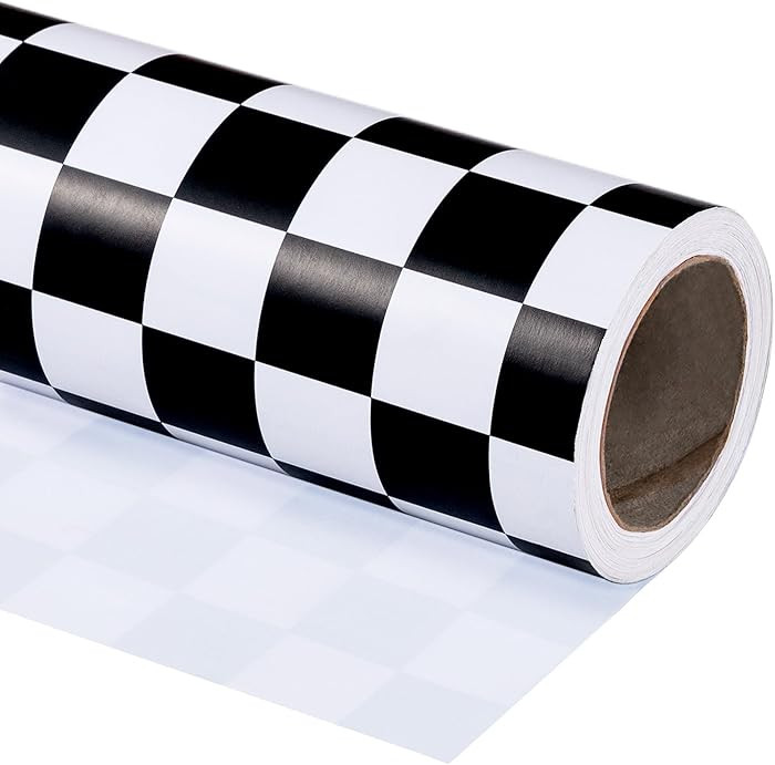 WRAPAHOLIC Checkered Flag Wrapping Paper Roll - 17 Inch x 33 Feet - Race Car Wrapping Paper for K... | Amazon (US)