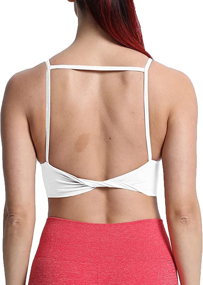 Aoxjox Women's Workout Sports Bras Fitness Padded Backless Yoga Crop Tank Top Square Twist Back C... | Amazon (US)