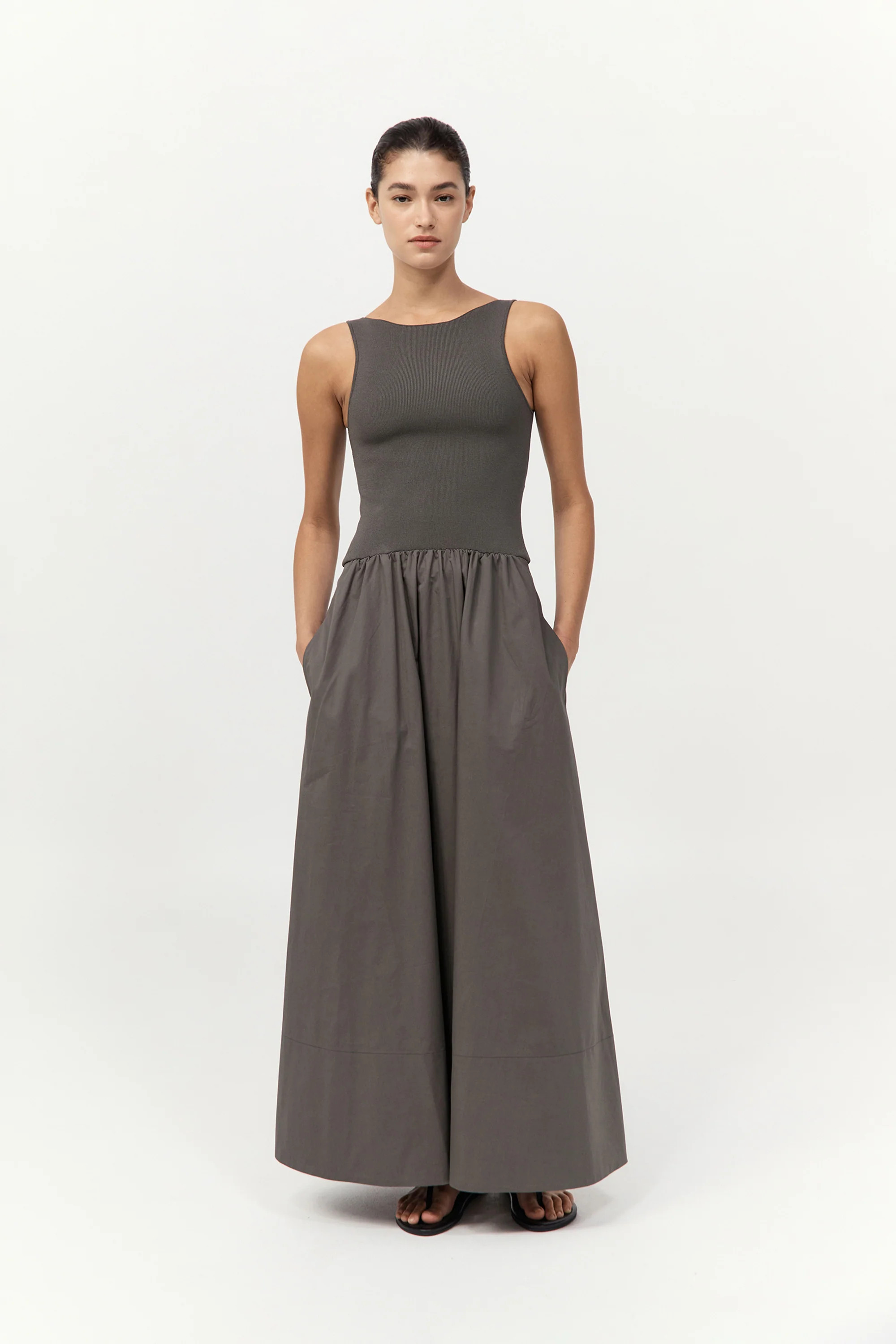 Bateau Cut Out Dress - Khaki | St. Agni (US, UK, EU)