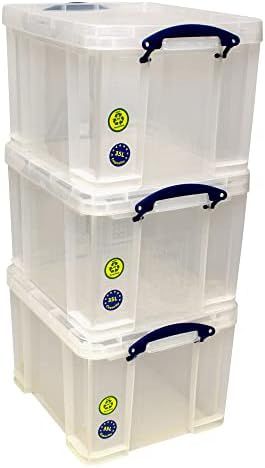 Really Useful Box 3x35 Litre Plastic Storage Box, Clear | Amazon (UK)