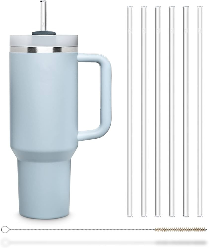 Halm Glass Straws 6x 12 inch Long Replacement Straw for Stanley Quencher Cup 40 oz & 30 oz Plasti... | Amazon (US)