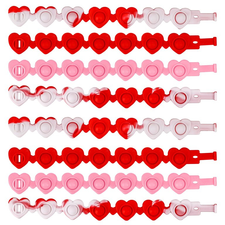 PEUTIER 12pcs Valentine Heart-shaped STF9&nbsp;Rubber Wristbands, Valentine's Day Silicone Bracel... | Walmart (US)