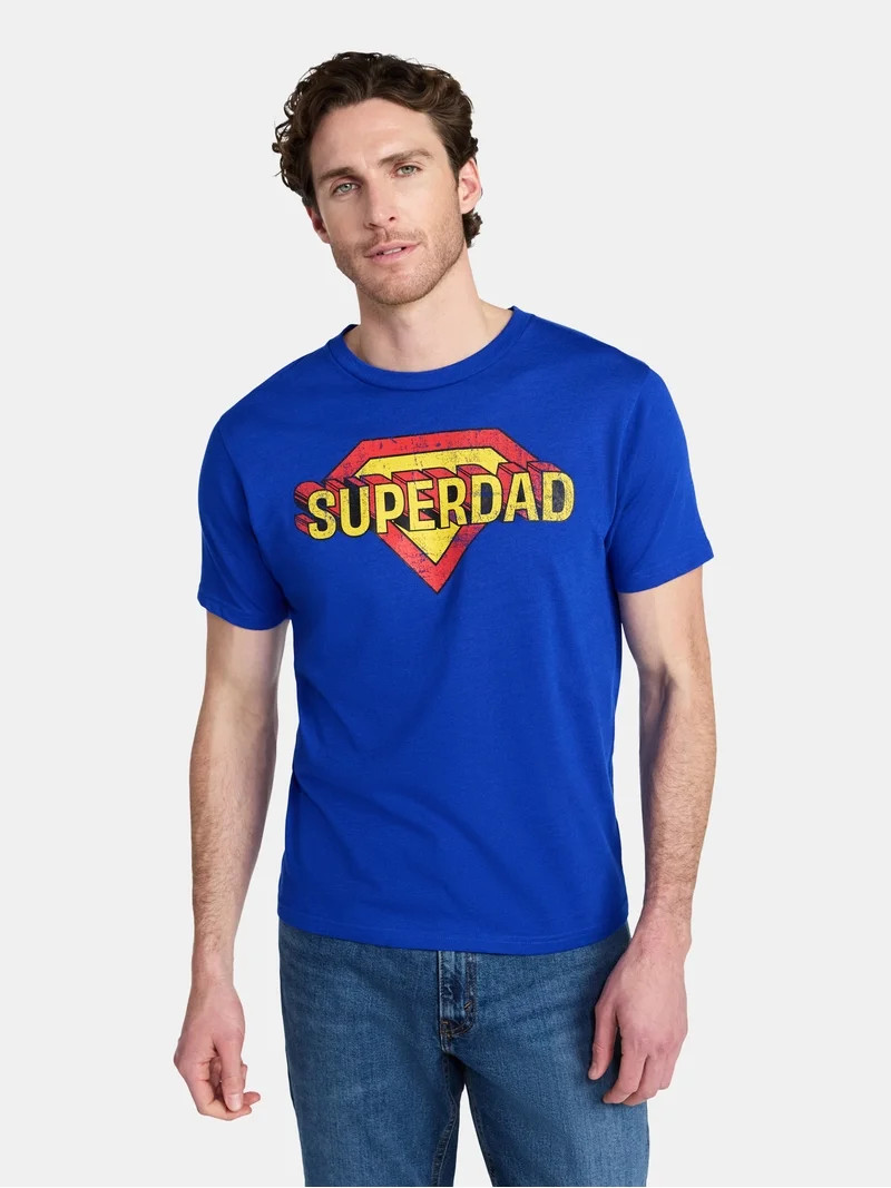 Father's Day Men's Super Dad Sketch Graphic Tee by Way to Celebrate, Sizes XS-5XL | Walmart (US)