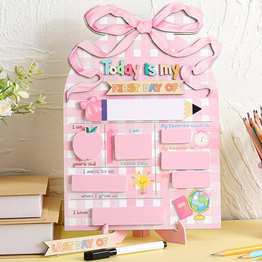 1 Set Pink Bow First Day and Last Day of School Board Sign for Kids Pink Bow School Chalkboard wi... | Amazon (US)