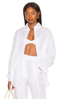 AEXAE Linen Woven Shirt in White from Revolve.com | Revolve Clothing (Global)