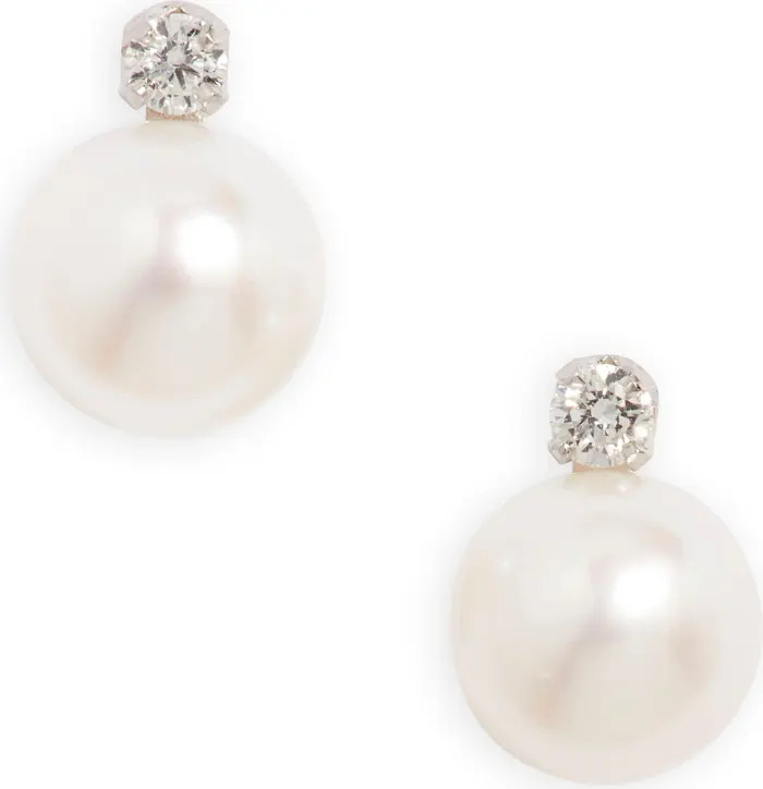 Nordstrom Diamond & Freshwater Pearl Stud Earrings | Nordstrom | Nordstrom