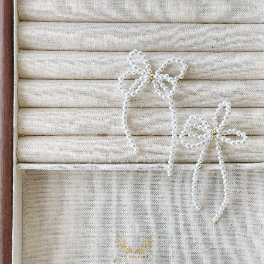 Pearl Bow Earrings; Pearl Flower Earrings; Bow Jewelry; Pearl Stud Earrings; Chunky Bow Earrings | Etsy (US)