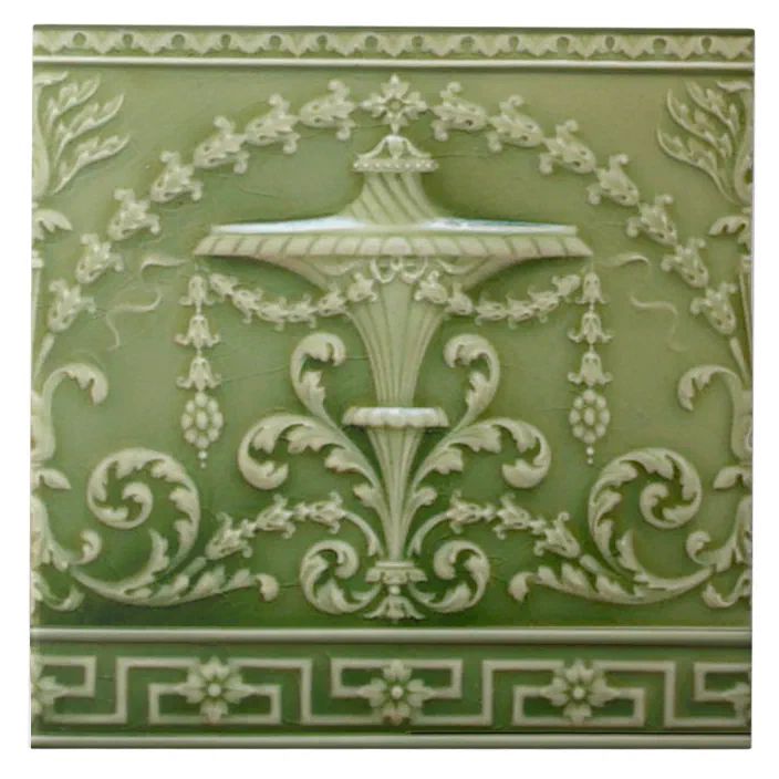 Elegant Green Neoclassical Antique Reproduction Ceramic Tile | Zazzle.com | Zazzle