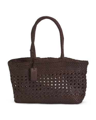 Leather Crochet Style Large Tote Bag | TJ Maxx