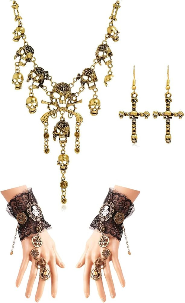 Pirate Accessories for Women，Pirate Jewelry Necklace Bracelet Ring Earring Set Costume Women St... | Amazon (US)