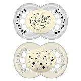 MAM Night Pacifiers (2 Count), MAM Pacifiers 6+ Months, Best Pacifier for Breastfed Babies, Glow in The Dark Pacifier, Baby Unisex Pacifier, 6-16- 2 Count (Pack of 1) | Amazon (US)