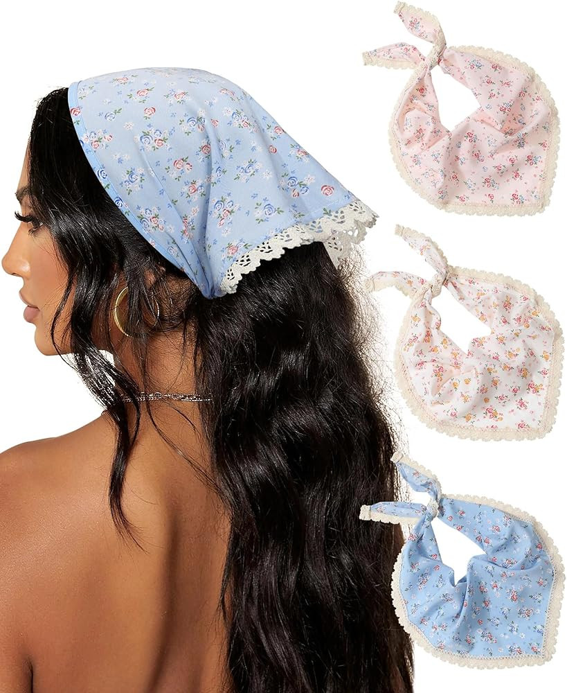 AWAYTR 3Pcs Hair Bandanas Head Kerchief for Women Girls Tie-Back Boho Hair Scarf Headband Bandana... | Amazon (US)