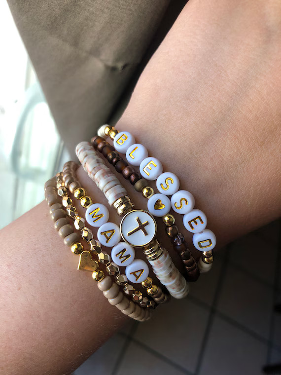 Mama stack bracelet set | Mother’s Day stack bracelet set | Custom name bracelet set | Etsy (US)
