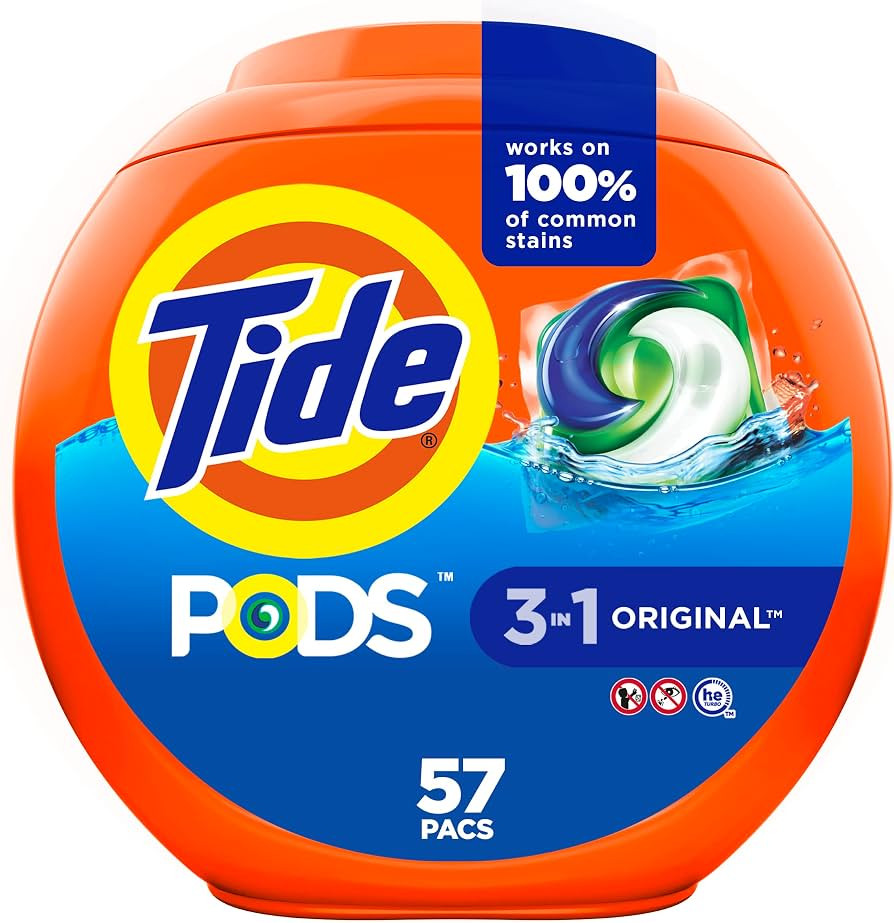 Tide PODS Liquid Laundry Detergent Soap Pacs, HE Compatible, 57 Count, Powerful 3-in-1 Clean in o... | Amazon (US)