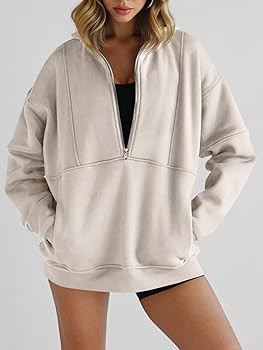 Women's Half Zip Sweatshirts Fleece Stand Collar Long Sleeve Thumb Hole Oversized Pullovers with ... | Amazon (US)