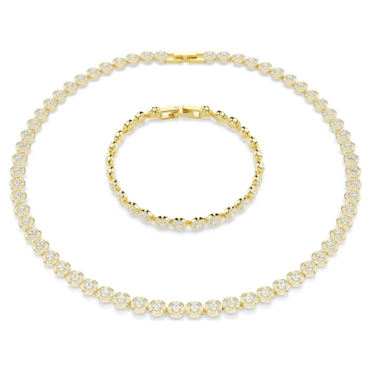 Una Angelic set, Round cut, White, 18K gold finish | SWAROVSKI