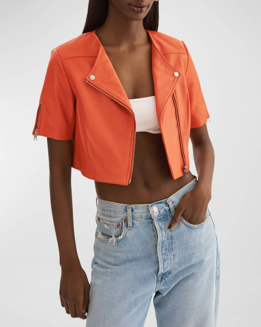 LaMarque Kirsi Short-Sleeve Leather Jacket | Neiman Marcus
