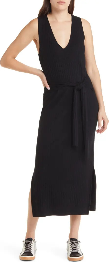Tie Waist Sleeveless Rib Sweater Dress | Nordstrom