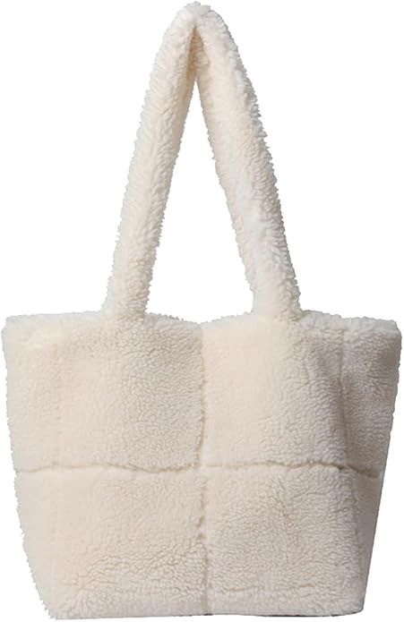 Lamb Wool Handbag for Women Soft Plush Shoulder Bag Fluffy Tote Bag Furry Top Handle Bag Cute Fuz... | Amazon (US)