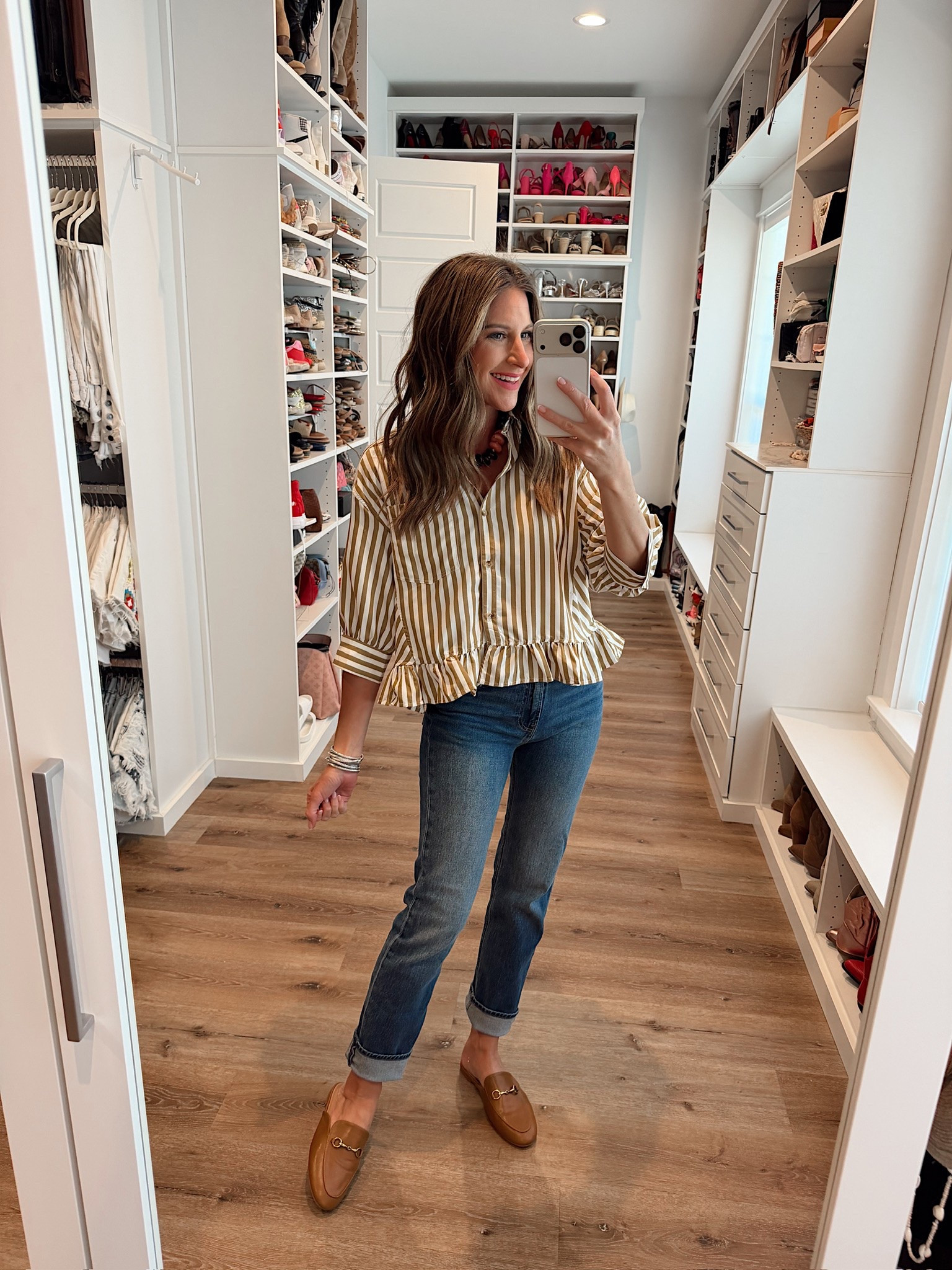 In a small top, size 27 pants, necklace, mules and accessories - fits tts.

#LTKootd #LTKgrwm #LTKSeasonal