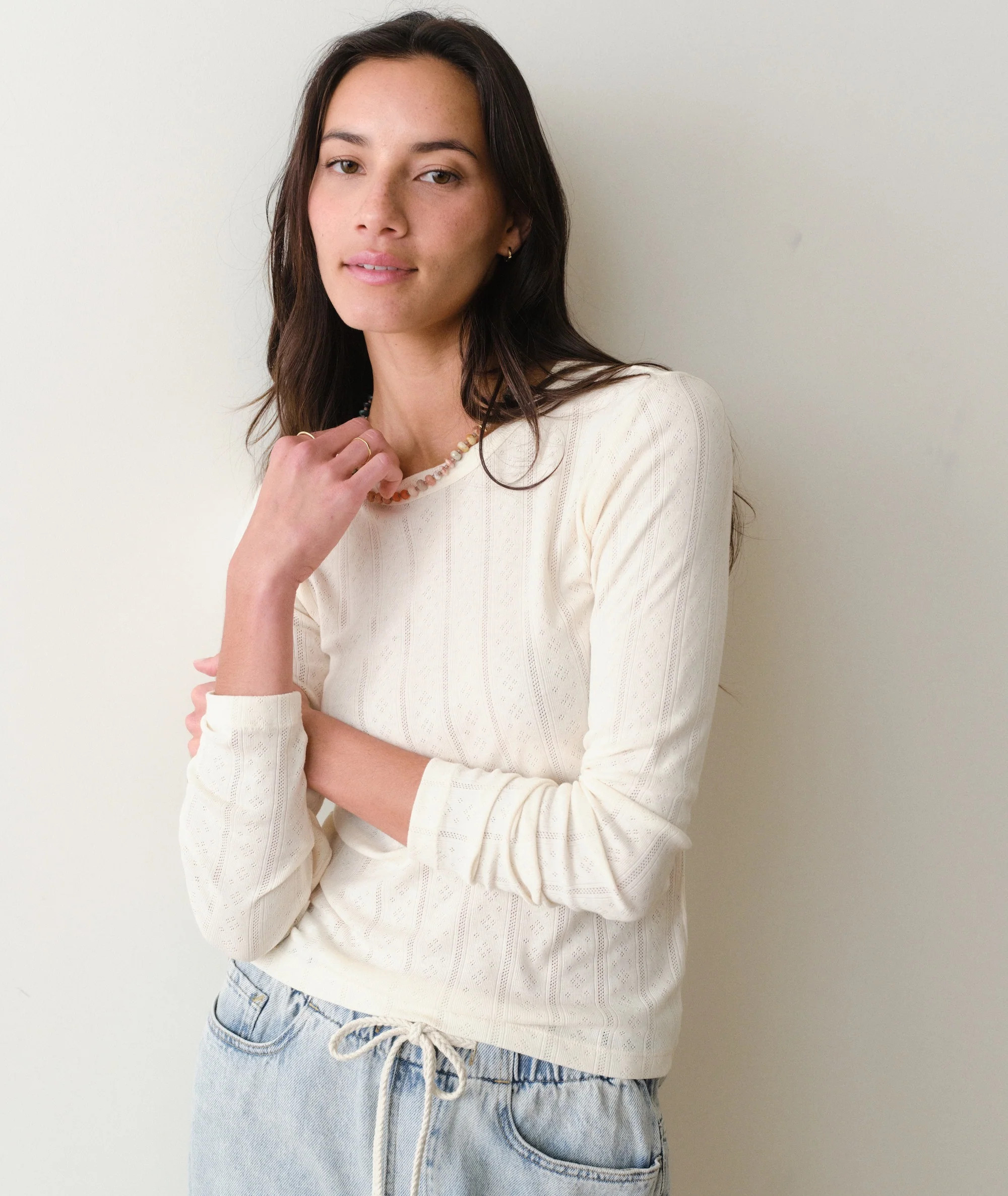 Lexi Pointelle Longsleeve Crew Tee | Marine Layer