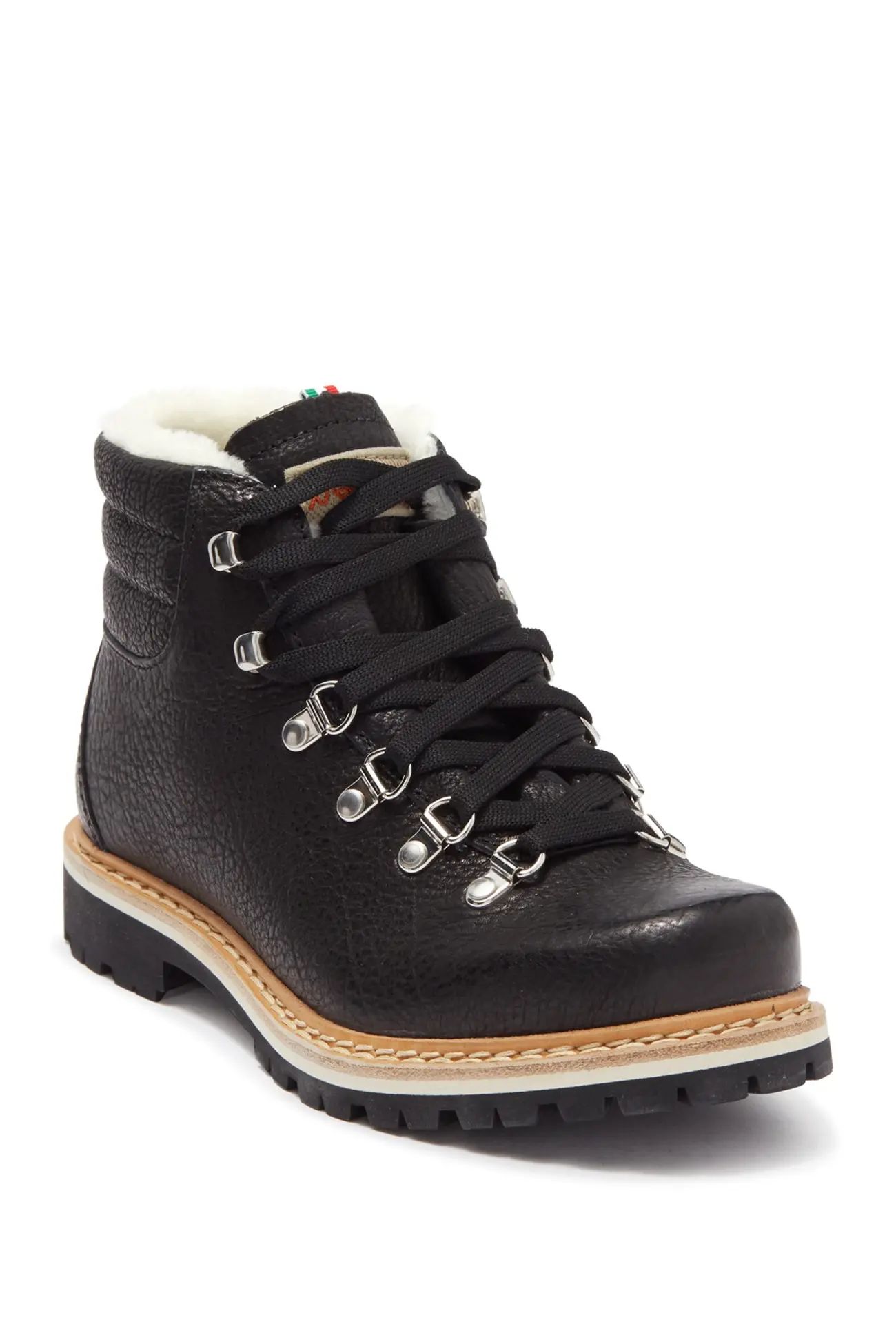 La Montelliana | Margherita Leather & Genuine Lamb Fur Lace-Up Boot | Nordstrom Rack | Nordstrom Rack