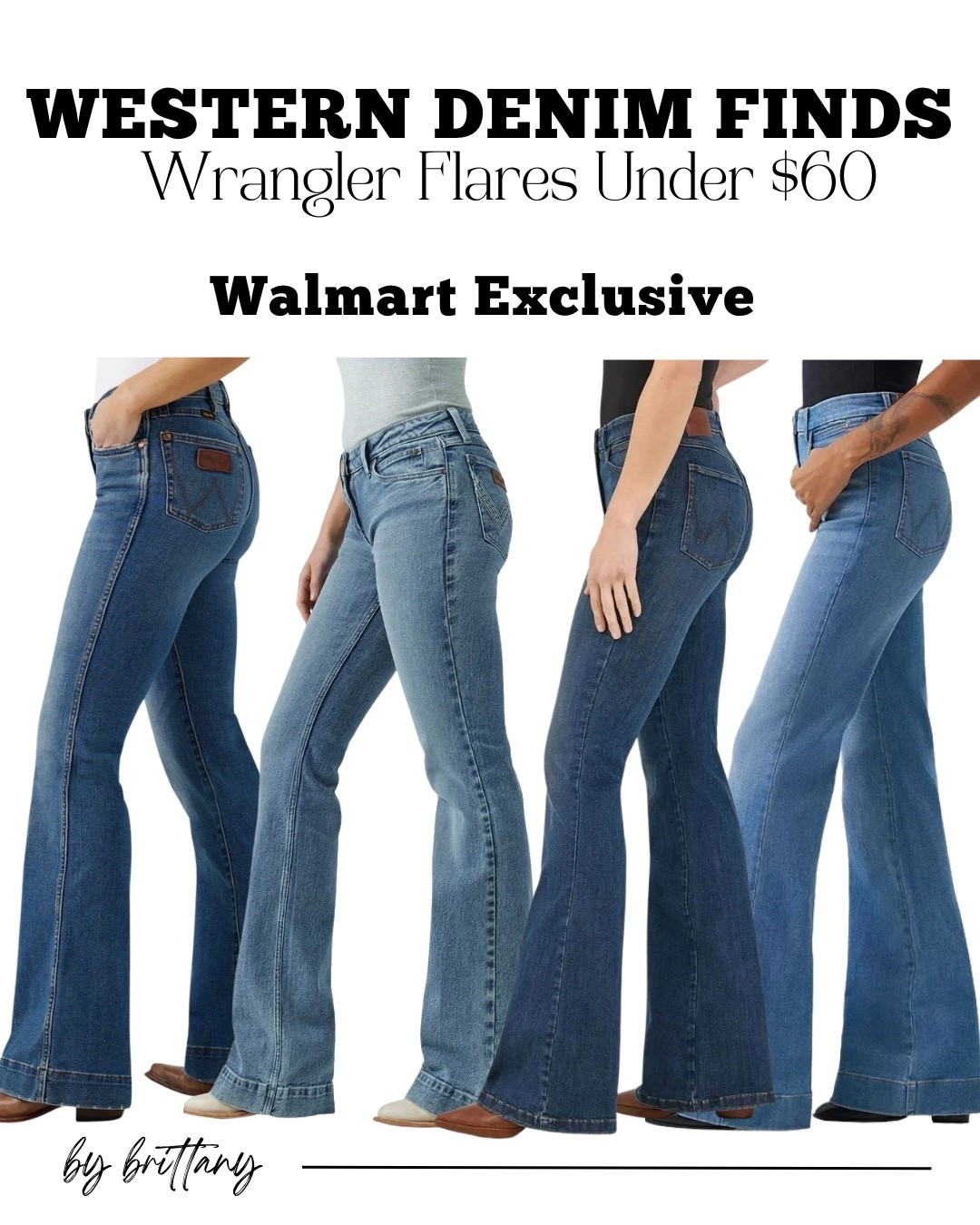 Walmart Western Finds 🤠✨  

Walmart Exclusive: These Wrangler flare jeans are one of my favorite denim finds lately — super flattering, high rise, and boot friendly 🙌 All under $60 which makes them even better.  

Linked every wash + my sizing for reference!

#LTKOver40 #LTKootd #LTKSeasonal