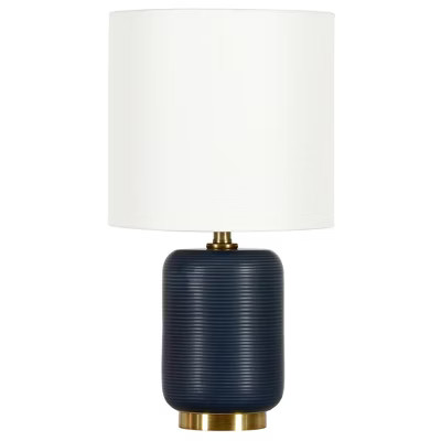 Hudson and Canal 15" Tall Ceramic Mini Lamp with Fabric Shade Matte Navy/White: Modern Polyester ... | Target