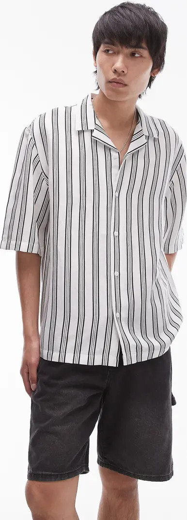 Stripe Linen Blend Camp Shirt | Nordstrom