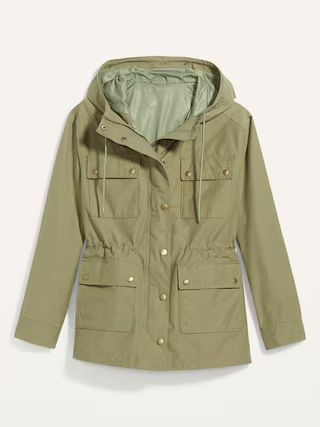 Water-Resistant Canvas Hooded Utility Jacket for Women | Old Navy (US)