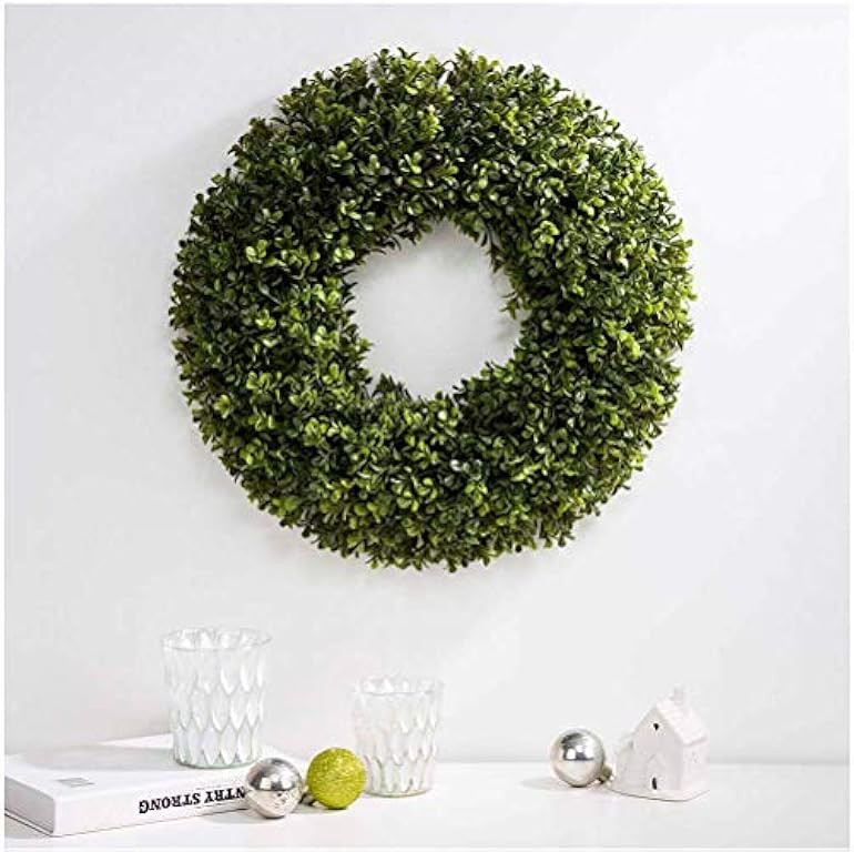 Amazon.com: Glitzhome 18" D Artificial Boxwood Wreath, Year Round Full Green Leaves Wreath for Fr... | Amazon (US)
