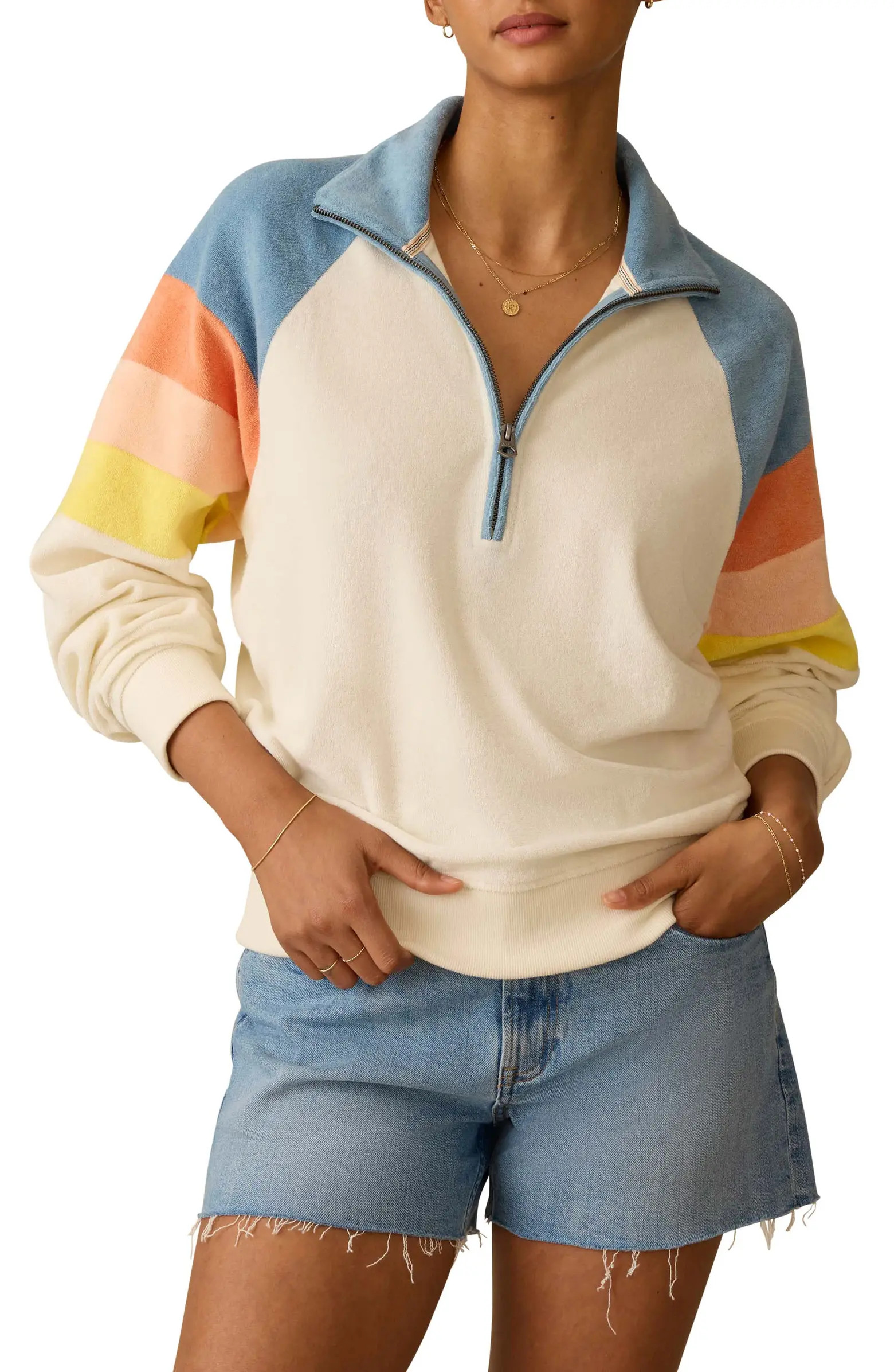 Cabana Colorblock Terry Cloth Quarter Zip Pullover | Nordstrom Rack