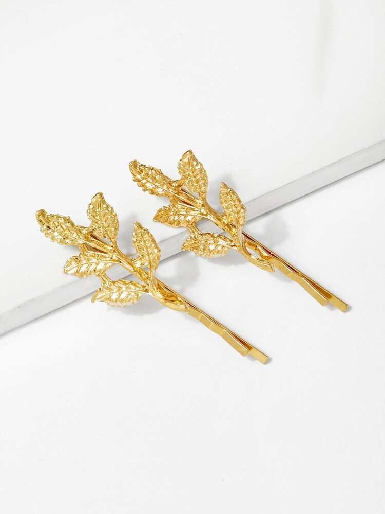 Metal Leaf Hair Clip 1pair | SHEIN