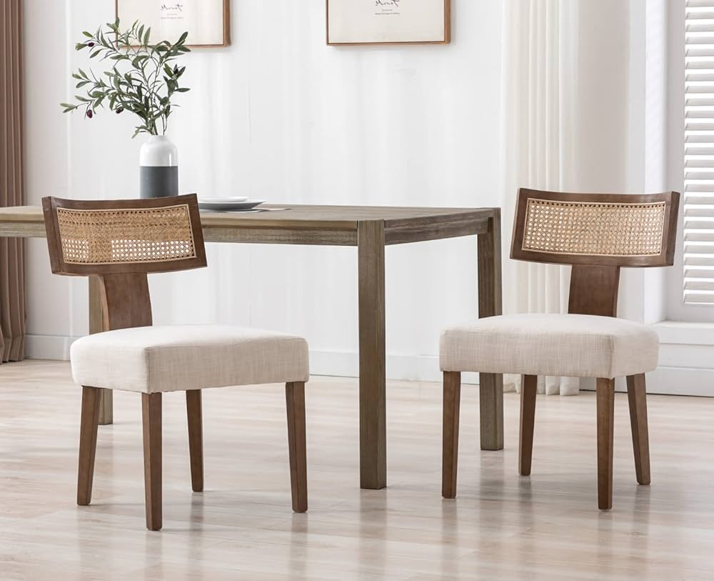 CIMOTA Upholstered Rattan Dining Chairs Set of 2 Mid Century Modern Kitchen & Dining Room Chairs ... | Amazon (US)