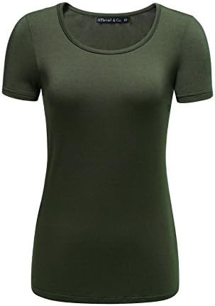 OThread & Co. Women's Short Sleeve T-Shirt Scoop Neck Basic Layer Stretchy Shirts | Amazon (US)