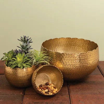 Bella Set Of 3 Metal Decorative Bowls | Wayfair North America
