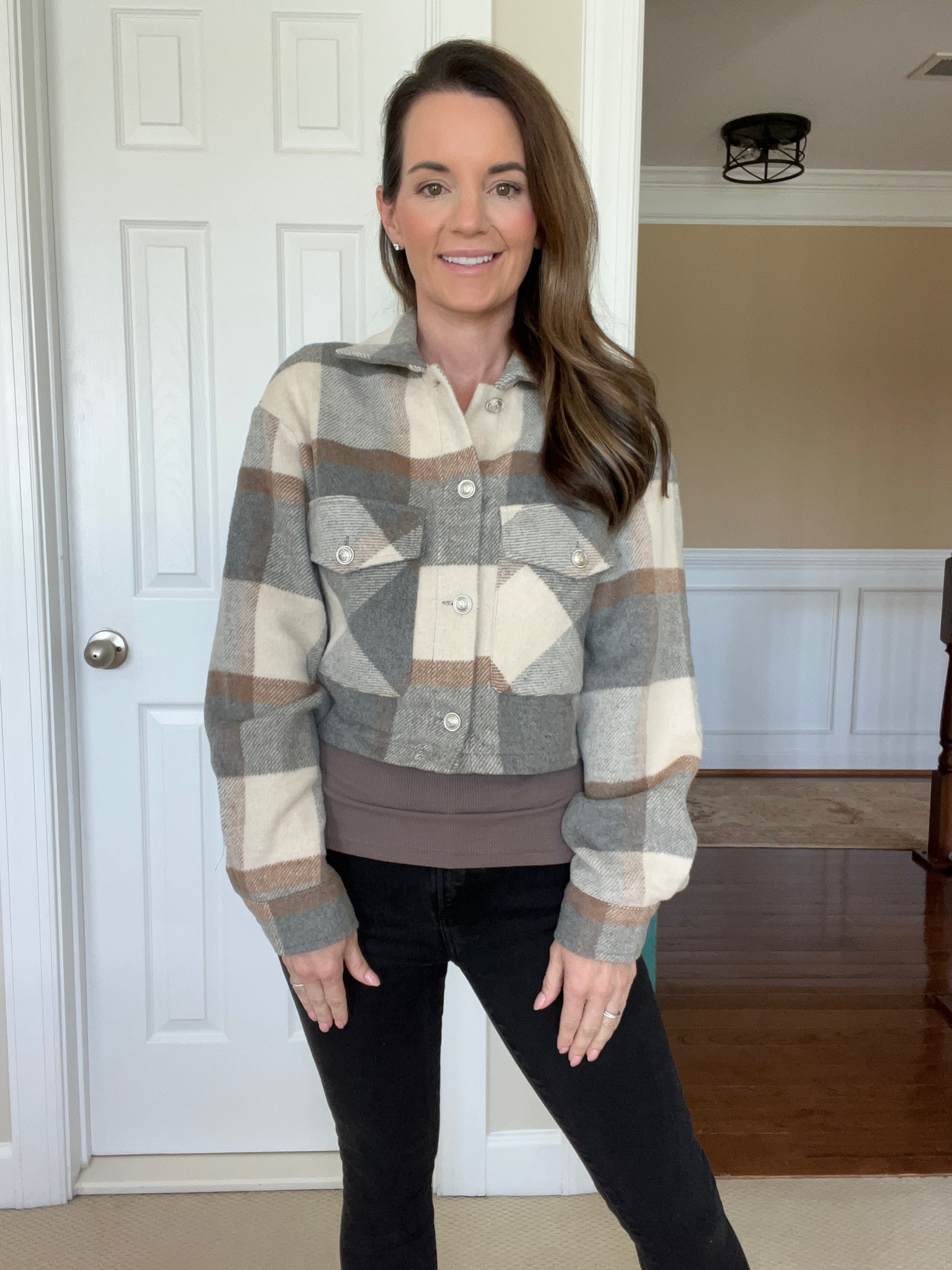 Shein light plaid overcoat with statement buttons
Fits tts 
Wearing s
Cropped length
Under $20

#LTKsalealert #LTKstyletip #LTKfindsunder50