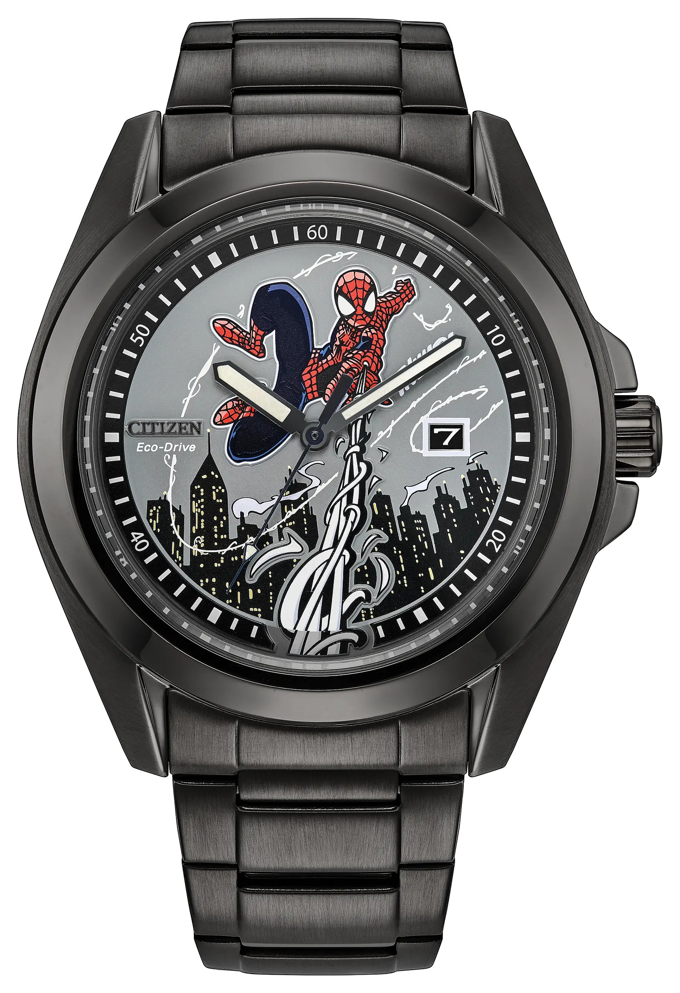 Spider-Man Swings Gray Dial Stainless Steel Bracelet AW1437-61W | CITIZEN | Citizen Watch