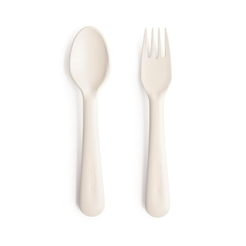 mushie Flatware Fork and Spoon Set For Kids | Made in Denmark (Ivory) | Amazon (US)