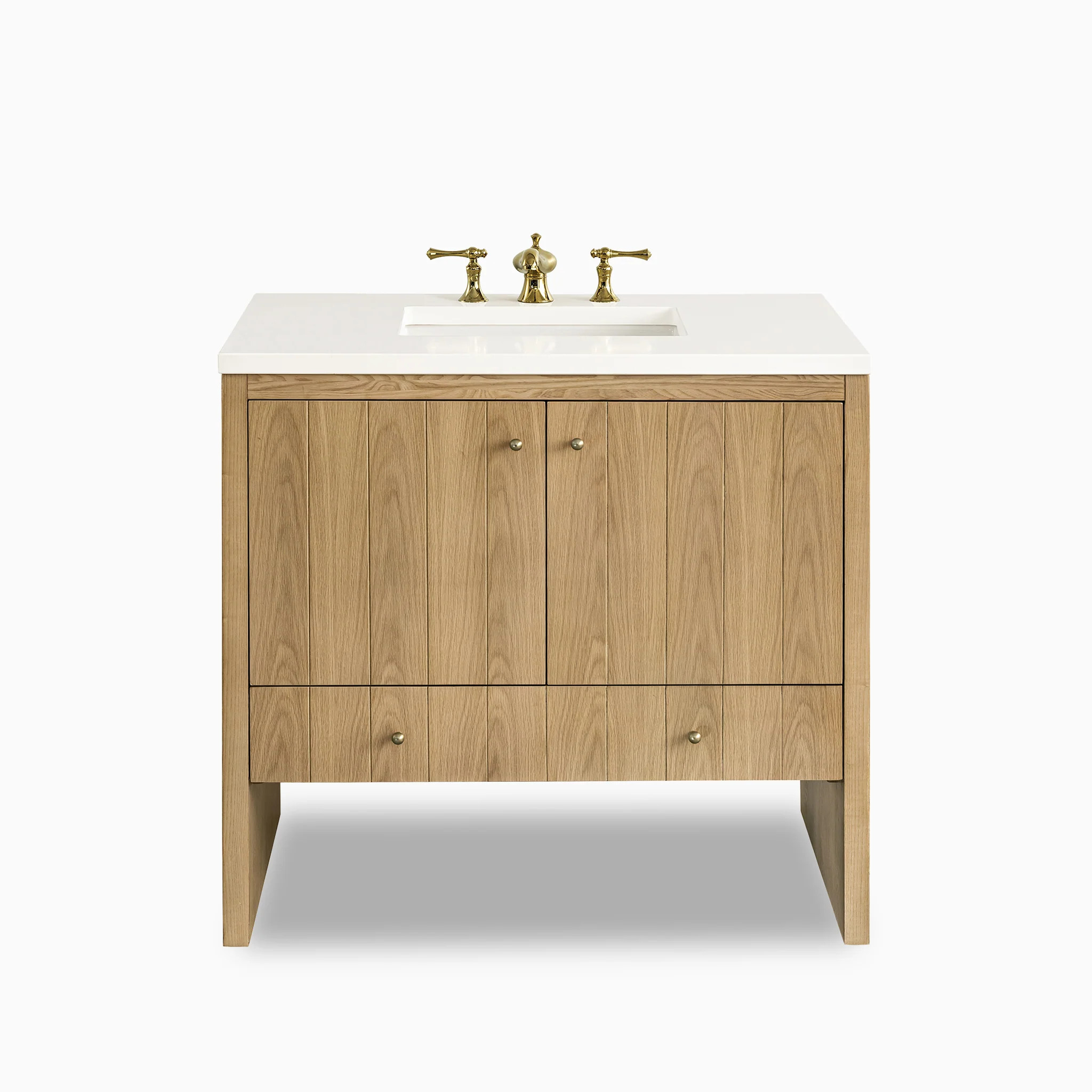 Gabriella 36" Single Vanity in Light Natural Oak with 3 cm White Zeus Quartz Top | Edward Martin